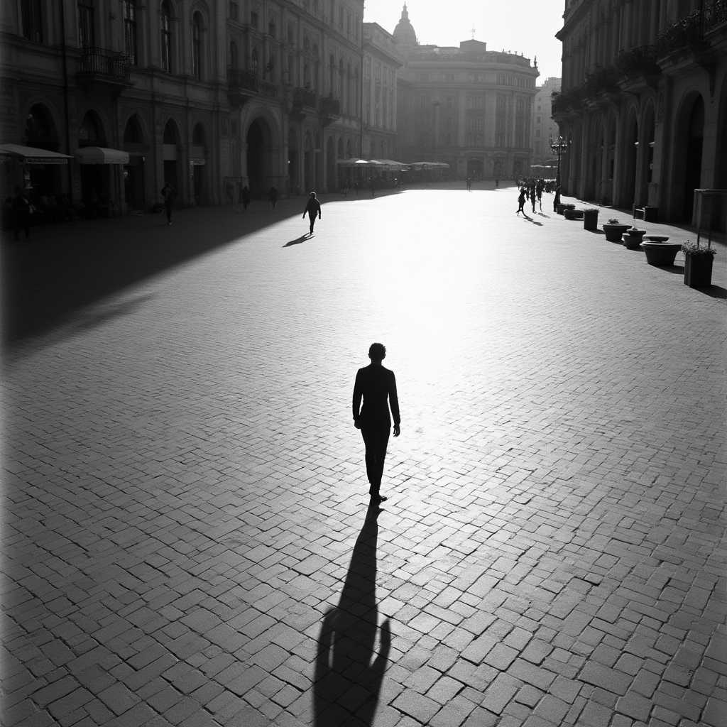 Fotografia di strada in bianco e nero su pellicola 35mm, Milano
